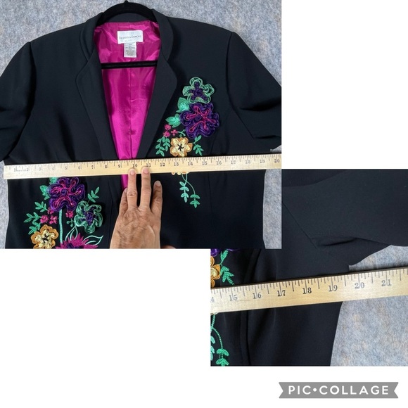 Draper's & Damon's Colorful Fun Embroidery Ribbon Flower Accent Blazer - Sz 12P - Picture 15 of 16